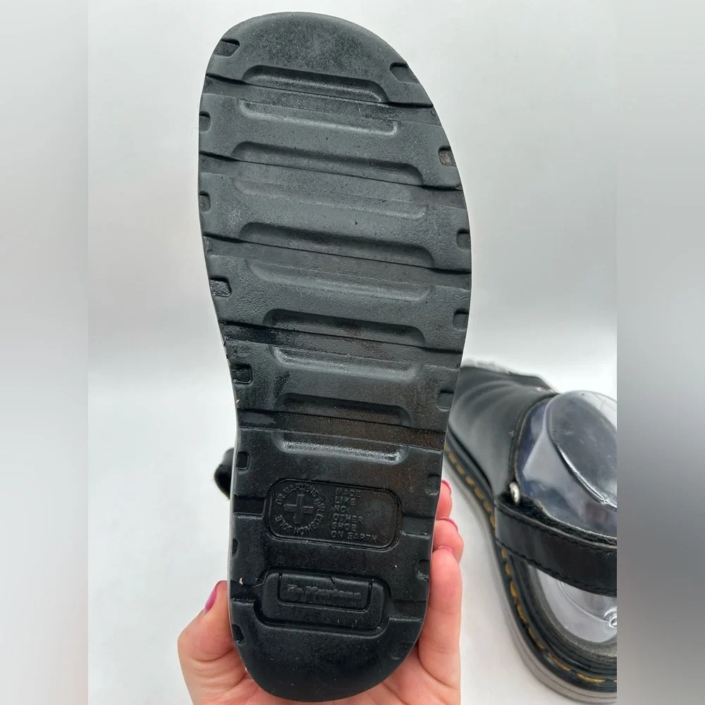 RARE Dr. Martens vintage deadstock black  flower cutout Chunky Sandals England 7 - Picture 12 of 12